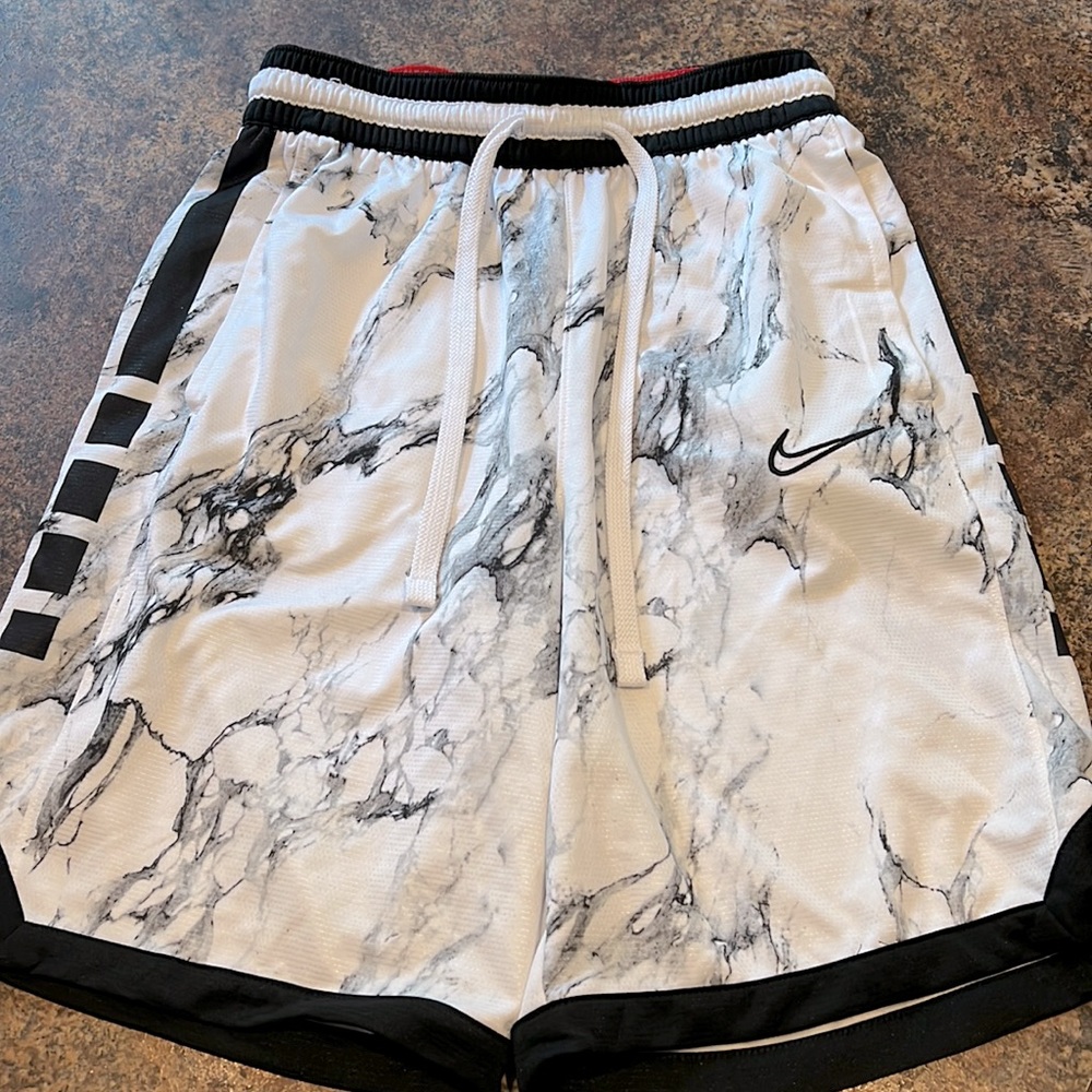 Nike White and Black Basketball Athletic Shorts